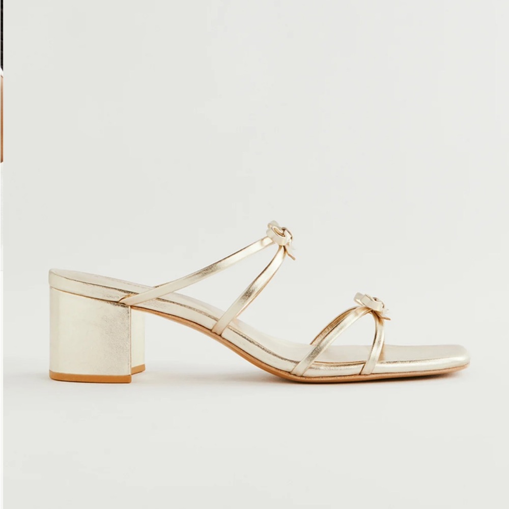 Reformation Elodie Block Heel Sandals - Gold Slipper Status 👠💫